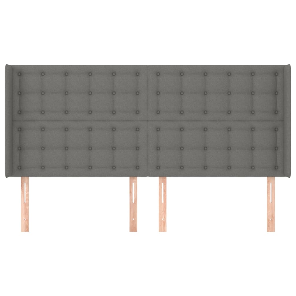 Cabeceira cama c/ abas tecido 203x16x118/128 cm cinzento-escuro