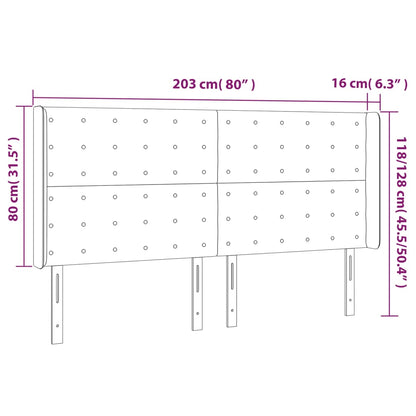 Cabeceira de cama c/ abas tecido 203x16x118/128 cm preto