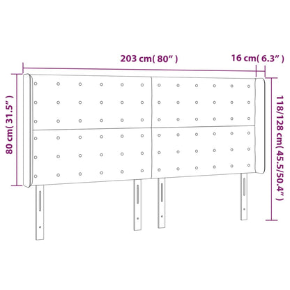 Cabeceira cama c/ abas tecido 203x16x118/128 cm castanho-escuro