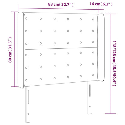 Cabeceira de cama c/ abas veludo 83x16x118/128cm cinzento-claro