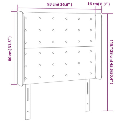 Cabeceira cama c/ abas veludo 93x16x118/128 cm azul-escuro