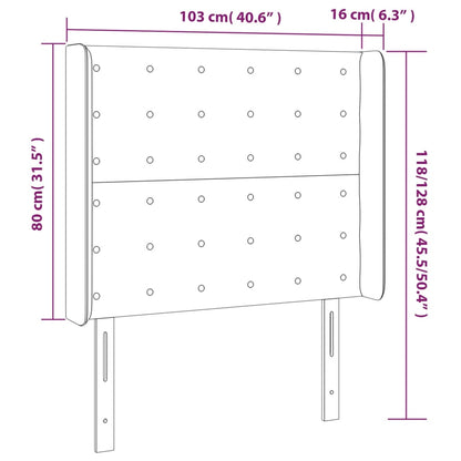 Cabeceira cama c/ abas veludo 103x16x118/128 cm cinzento-escuro