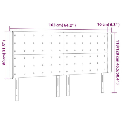 Cabeceira de cama c/ abas veludo 163x16x118/128 cm preto