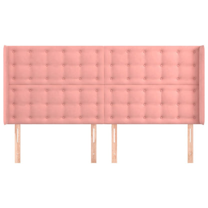 Cabeceira cama c/ abas veludo 183x16x118/128 cm rosa