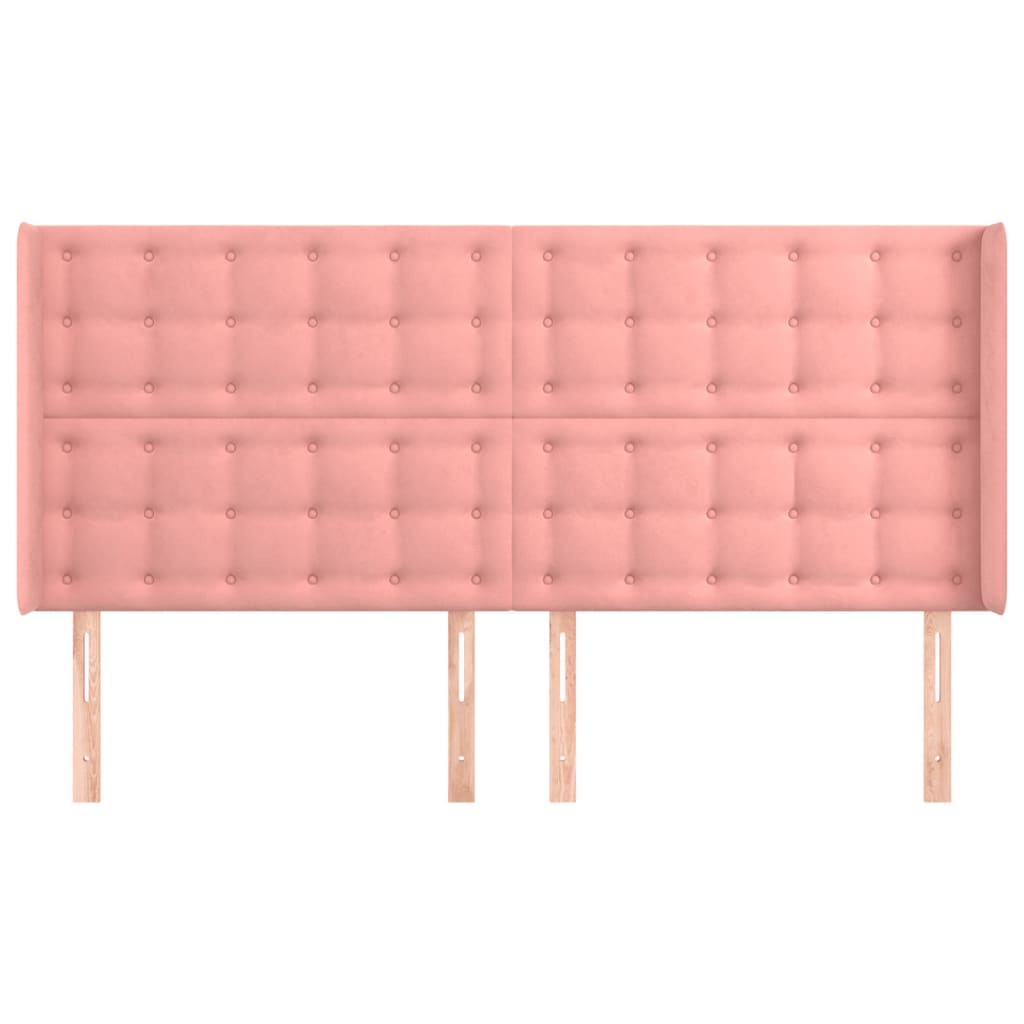 Cabeceira cama c/ abas veludo 203x16x118/128 cm rosa