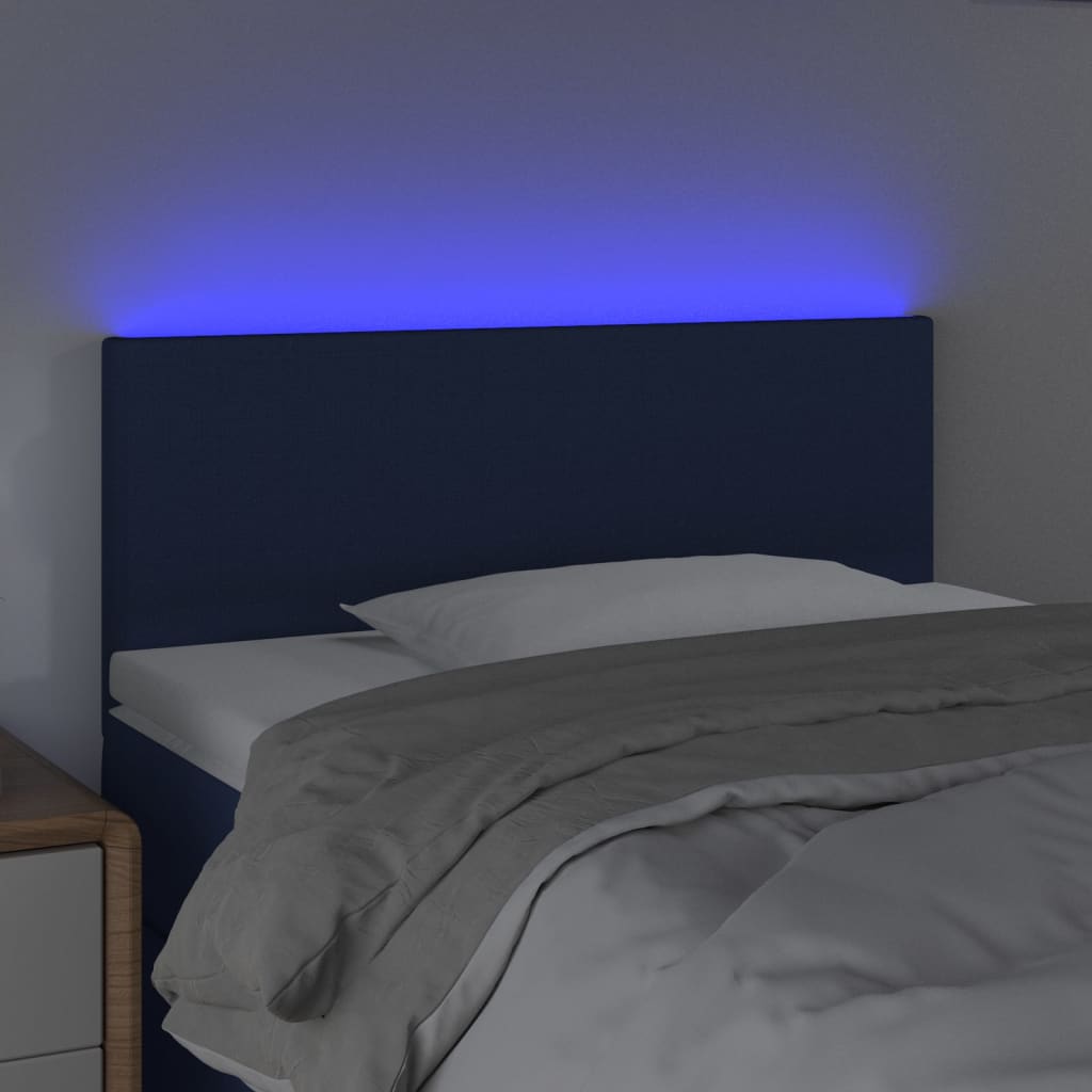 Cabeceira de cama c/ luzes LED tecido 80x5x78/88 cm azul