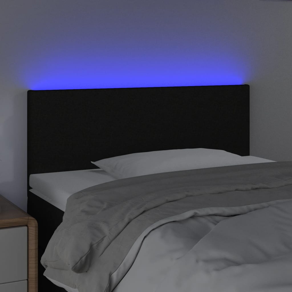 Cabeceira de cama c/ luzes LED tecido 90x5x78/88 cm preto