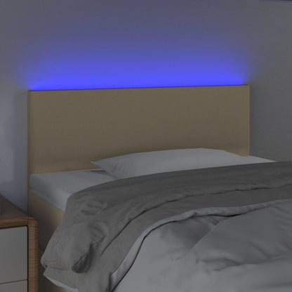 Cabeceira de cama c/ luzes LED tecido 90x5x78/88 cm cor creme