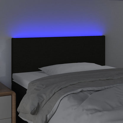 Cabeceira de cama c/ luzes LED tecido 100x5x78/88 cm preto