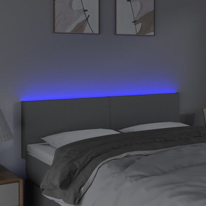 Cabeceira de cama c/ luzes LED tecido 144x5x78/88cm cinza-claro