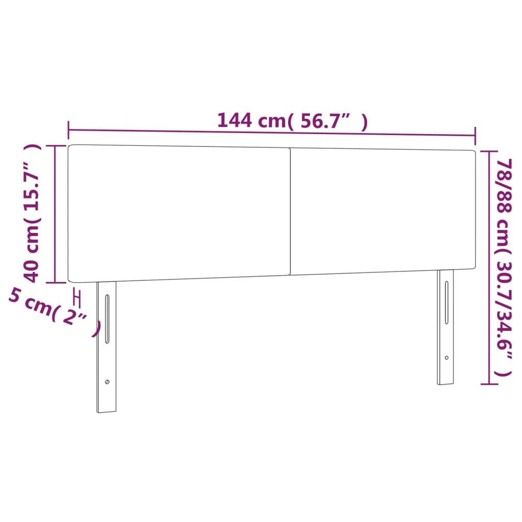 Cabeceira de cama c/ luzes LED tecido 144x5x78/88cm cinza-claro