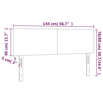 Cabeceira de cama c/ luzes LED tecido 144x5x78/88cm cinza-claro