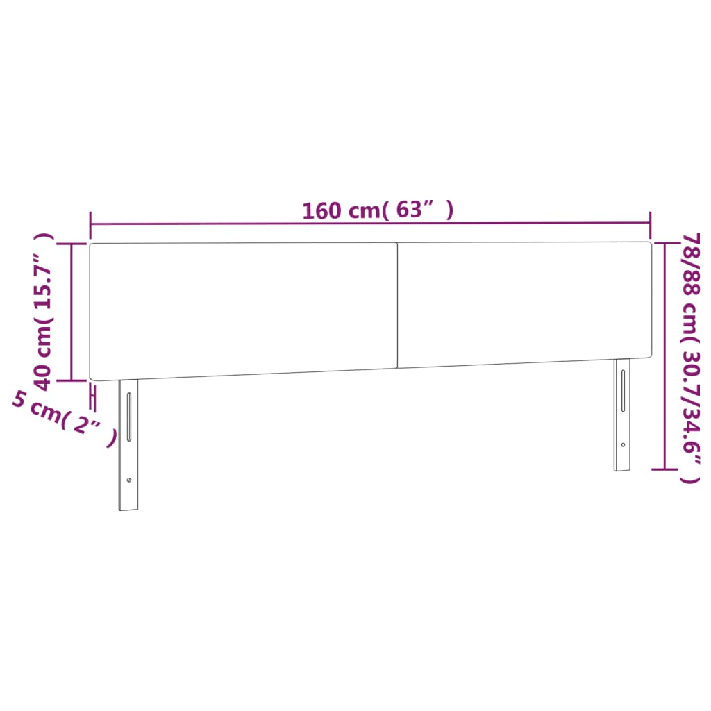 Cabeceira de cama c/luzes LED tecido 160x5x78/88cm cinza-escuro