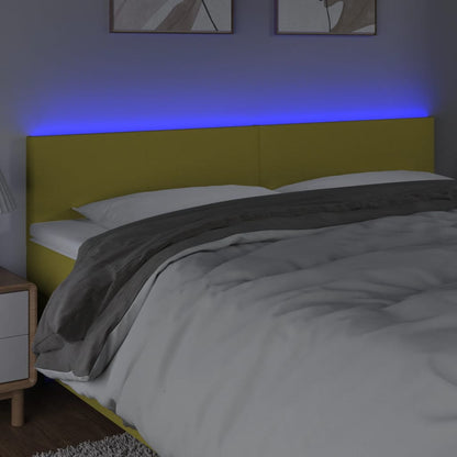 Cabeceira de cama c/ luzes LED tecido 200x5x78/88 cm verde