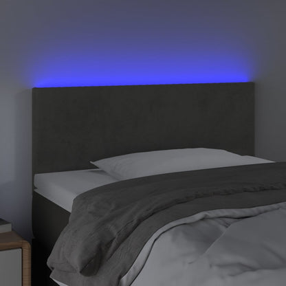 Cabeceira de cama c/ luzes LED veludo 80x5x78/88cm cinza-escuro