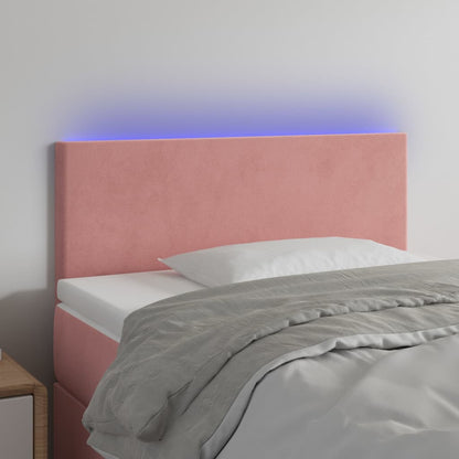 Cabeceira de cama c/ luzes LED veludo 80x5x78/88 cm rosa