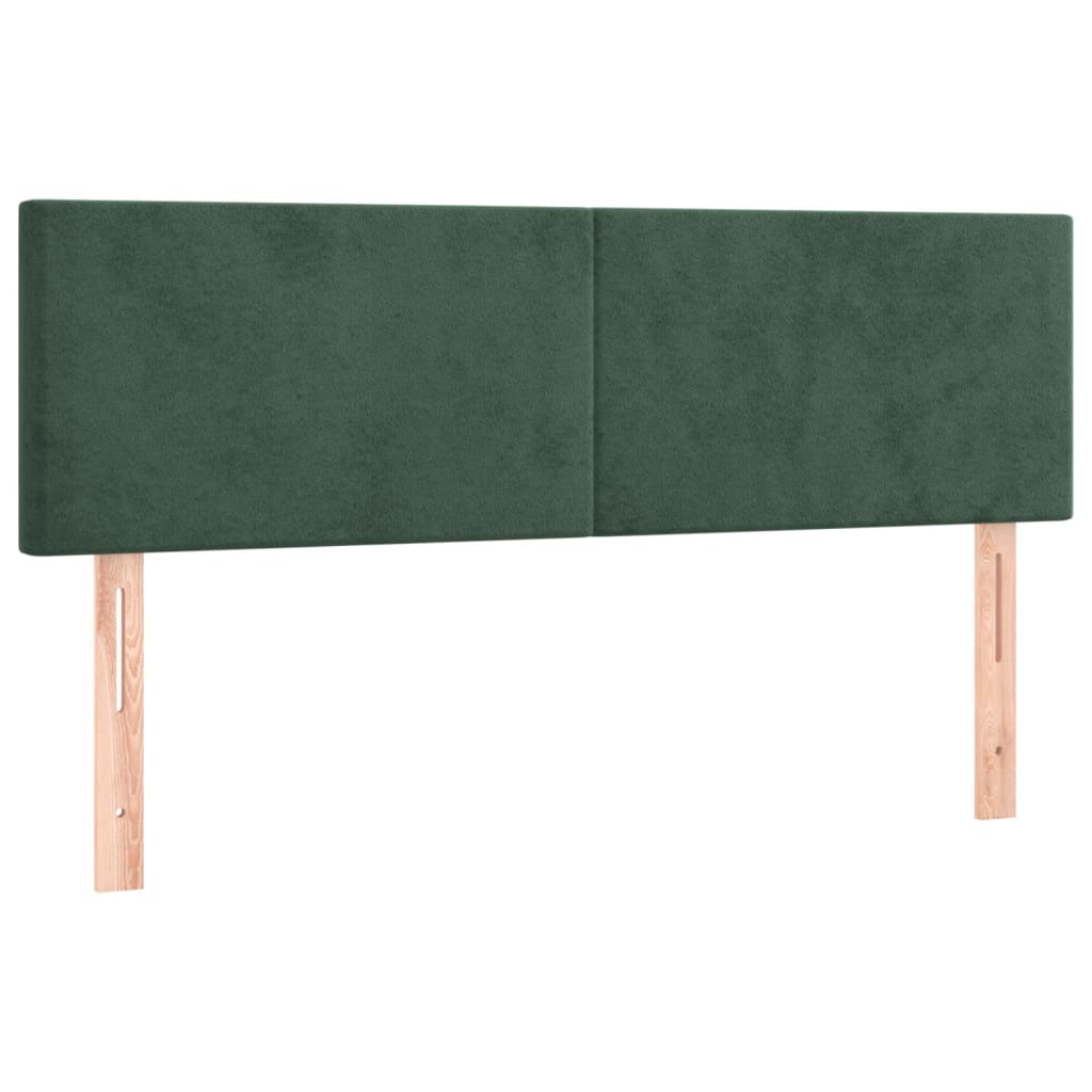 Cabeceira de cama c/luzes LED veludo 144x5x78/88cm verde-escuro