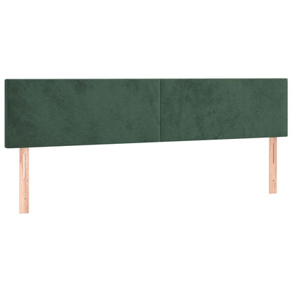 Cabeceira de cama c/luzes LED veludo 160x5x78/88cm verde-escuro