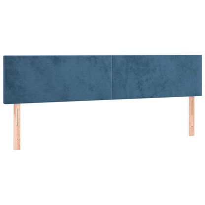 Cabeceira de cama c/ luzes LED veludo 160x5x78/88cm azul-escuro