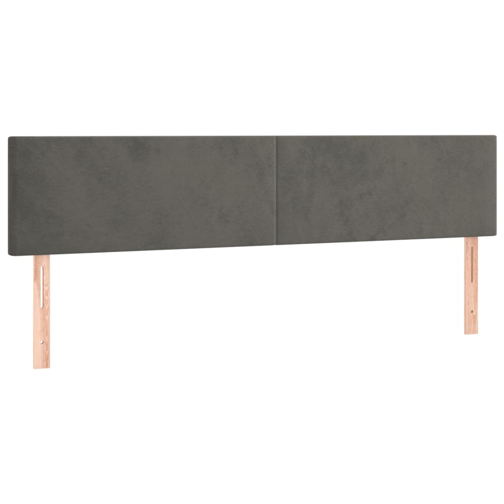 Cabeceira de cama c/luzes LED veludo 180x5x78/88cm cinza-escuro