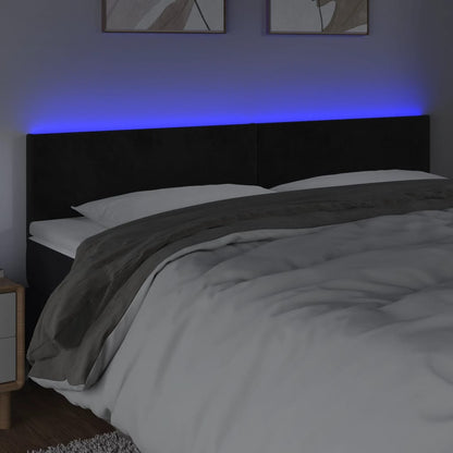 Cabeceira de cama c/ luzes LED veludo 180x5x78/88 cm preto