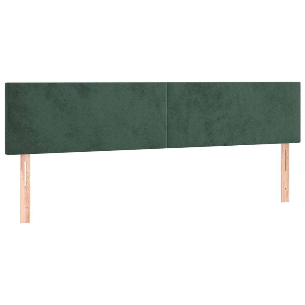 Cabeceira de cama c/luzes LED veludo 180x5x78/88cm verde-escuro