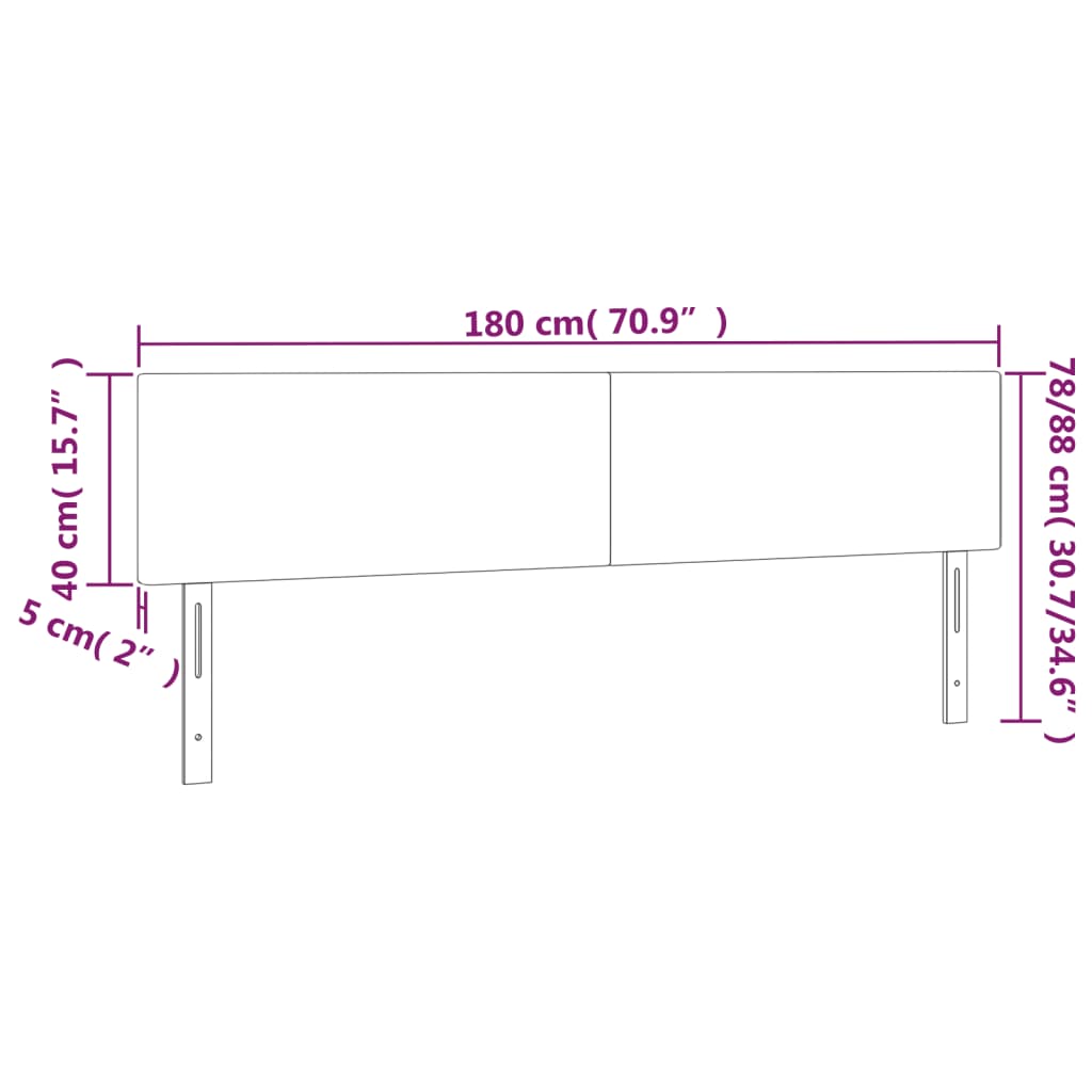 Cabeceira de cama c/luzes LED veludo 180x5x78/88cm verde-escuro