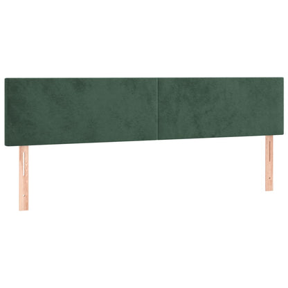 Cabeceira de cama c/luzes LED veludo 200x5x78/88cm verde-escuro