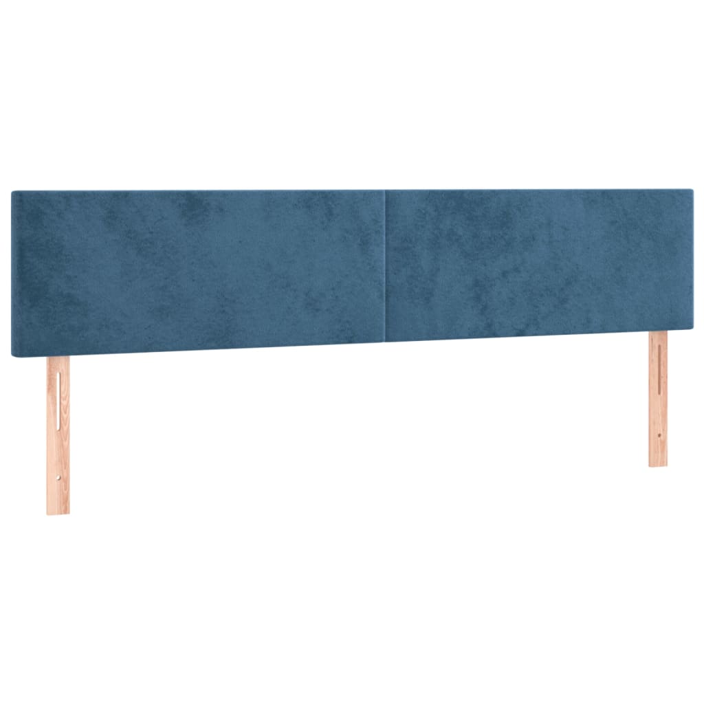 Cabeceira de cama c/ luzes LED veludo 200x5x78/88cm azul-escuro