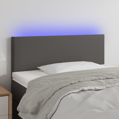 Cabeceira de cama c/ LED 80x5x78/88cm couro artificial cinzento