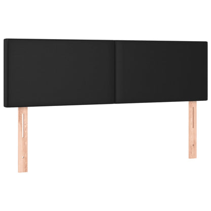 Cabeceira de cama c/ LED couro artificial 144x5x78/88 cm preto