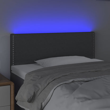 Cabeceira de cama c/ luzes LED tecido 80x5x78/88cm cinza-escuro