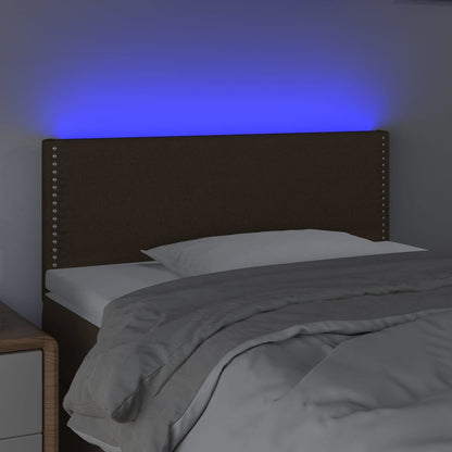 Cabeceira de cama c/ luzes LED tecido 80x5x78/88 cm castanho