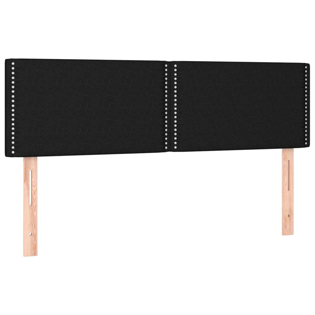 Cabeceira de cama c/ luzes LED tecido 144x5x78/88 cm preto