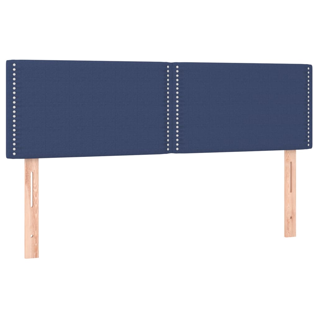 Cabeceira de cama c/ luzes LED tecido 144x5x78/88 cm azul