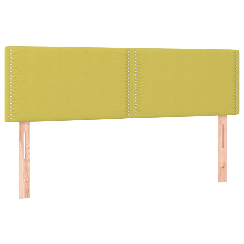 Cabeceira de cama c/ luzes LED tecido 144x5x78/88 cm verde