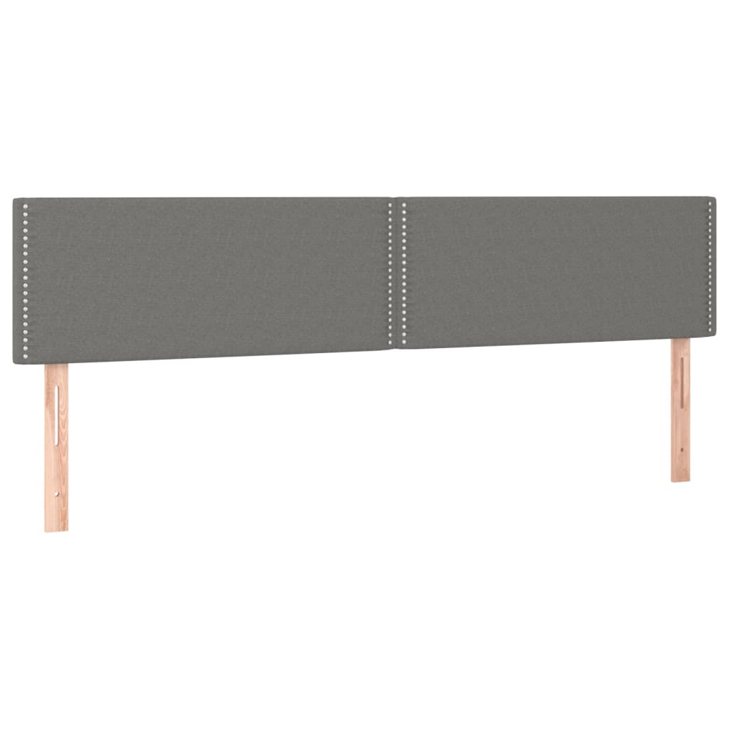 Cabeceira de cama c/luzes LED tecido 160x5x78/88cm cinza-escuro