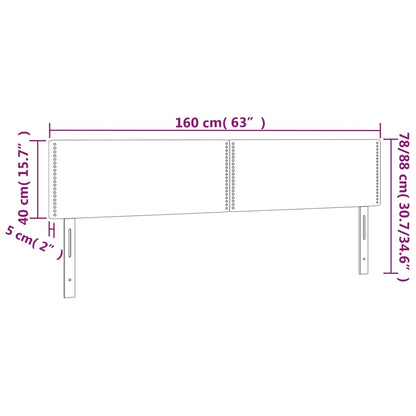 Cabeceira cama luzes LED tecido 160x5x78/88cm cinza-acastanhado