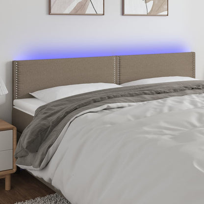 Cabeceira cama luzes LED tecido 200x5x78/88cm cinza-acastanhado