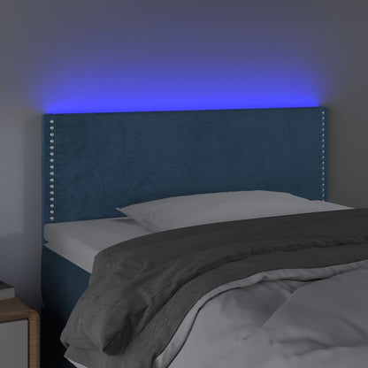 Cabeceira de cama c/ luzes LED veludo 80x5x78/88 cm azul-escuro