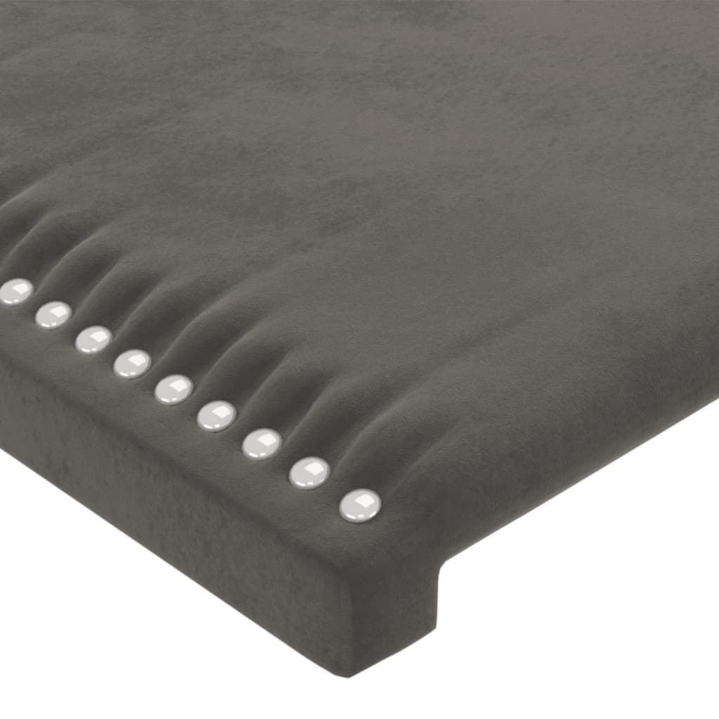 Cabeceira de cama c/ luzes LED tecido 90x5x78/88cm cinza-escuro