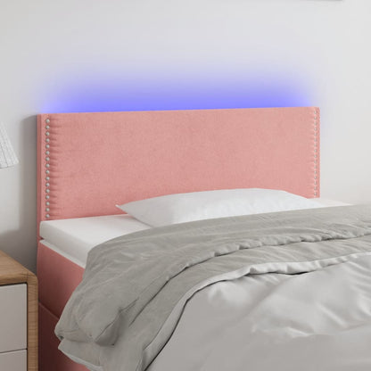 Cabeceira de cama c/ luzes LED veludo 90x5x78/88 cm rosa