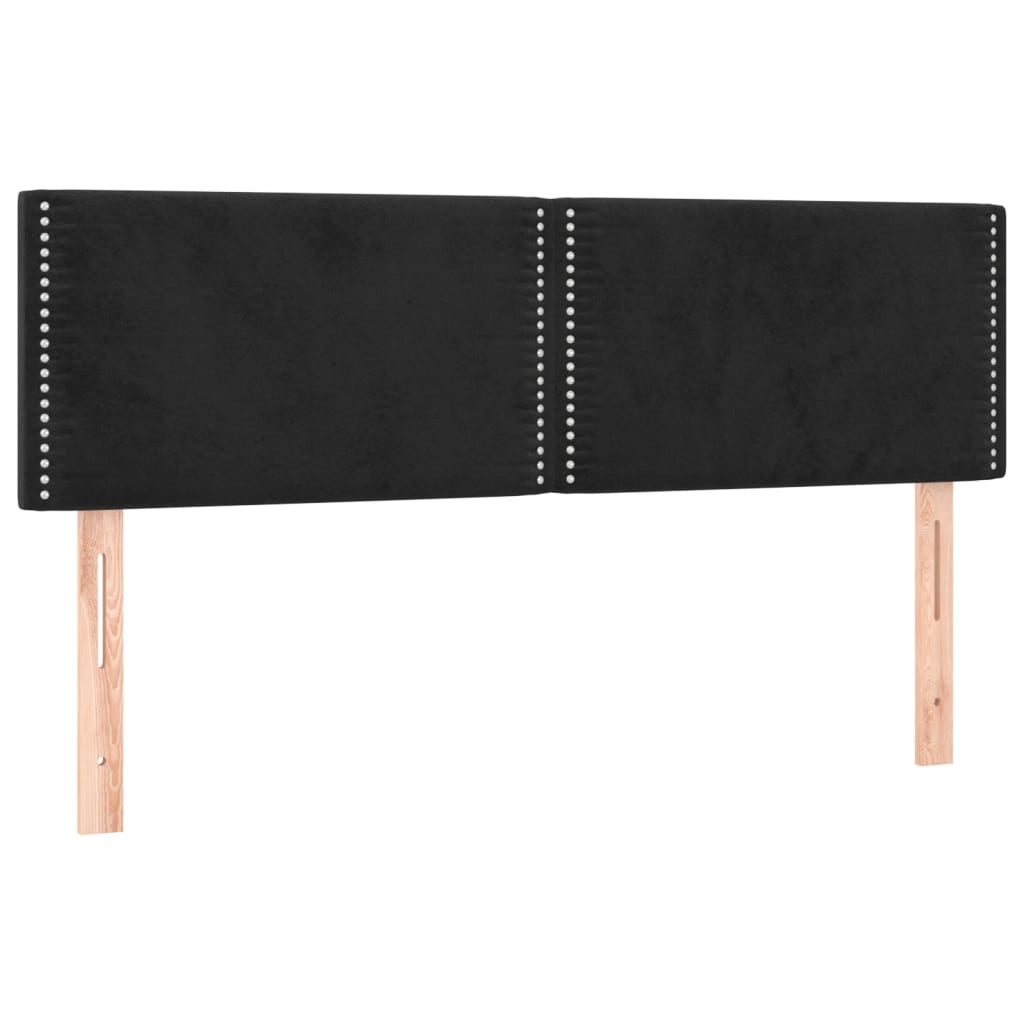 Cabeceira de cama c/ luzes LED veludo 144x5x78/88 cm preto