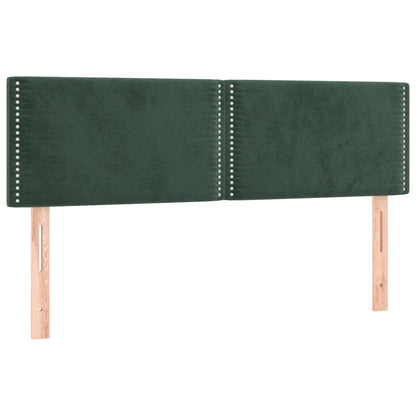 Cabeceira de cama c/luzes LED veludo 144x5x78/88cm verde-escuro