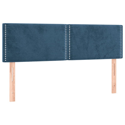 Cabeceira de cama c/ luzes LED veludo 144x5x78/88cm azul-escuro