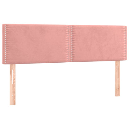 Cabeceira de cama c/ luzes LED veludo 144x5x78/88 cm rosa