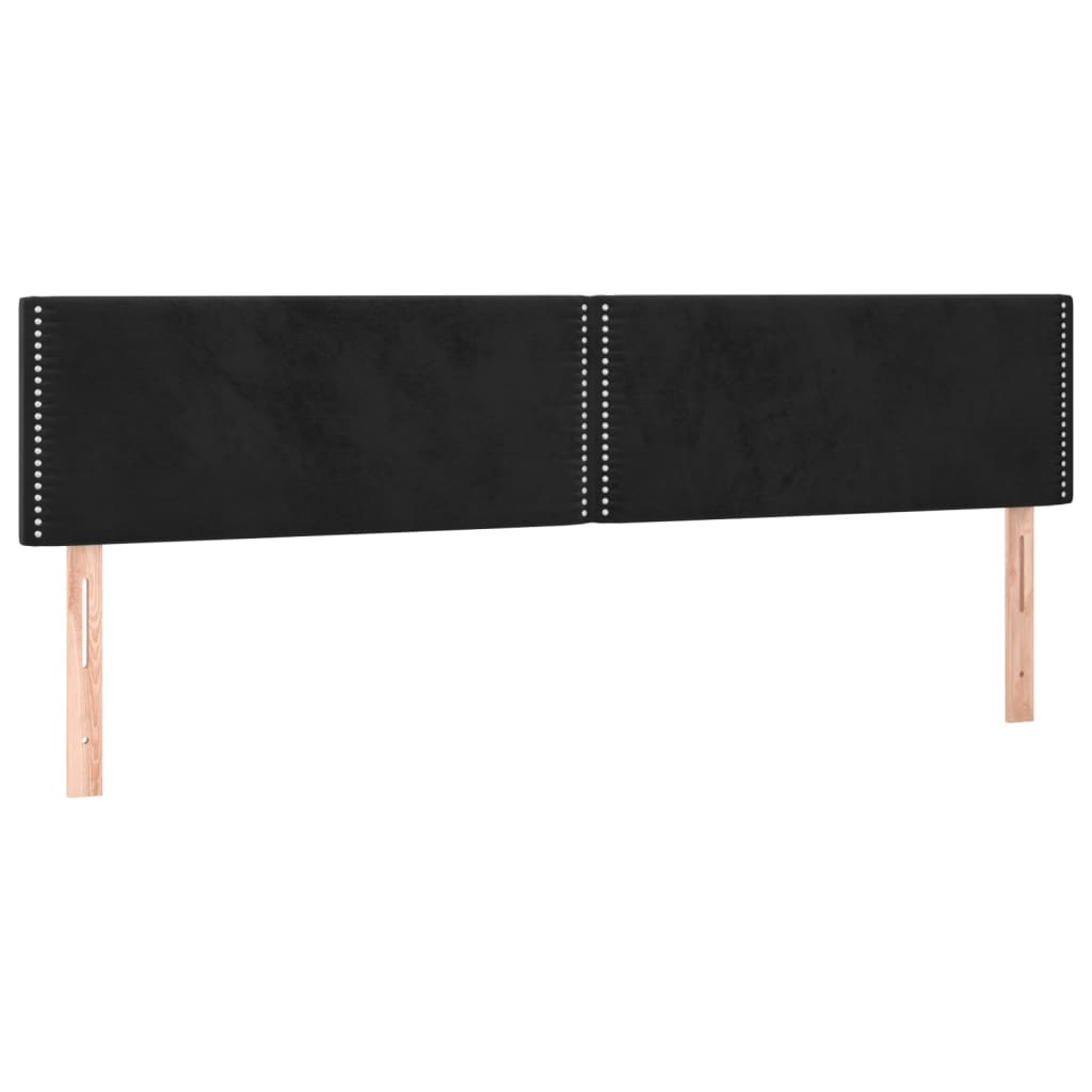 Cabeceira de cama c/ luzes LED veludo 160x5x78/88 cm preto