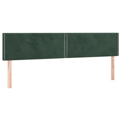 Cabeceira de cama c/luzes LED veludo 160x5x78/88cm verde-escuro