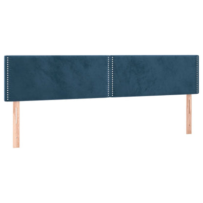 Cabeceira de cama c/ luzes LED veludo 160x5x78/88cm azul-escuro