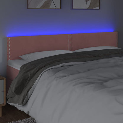 Cabeceira de cama c/ luzes LED veludo 160x5x78/88 cm rosa